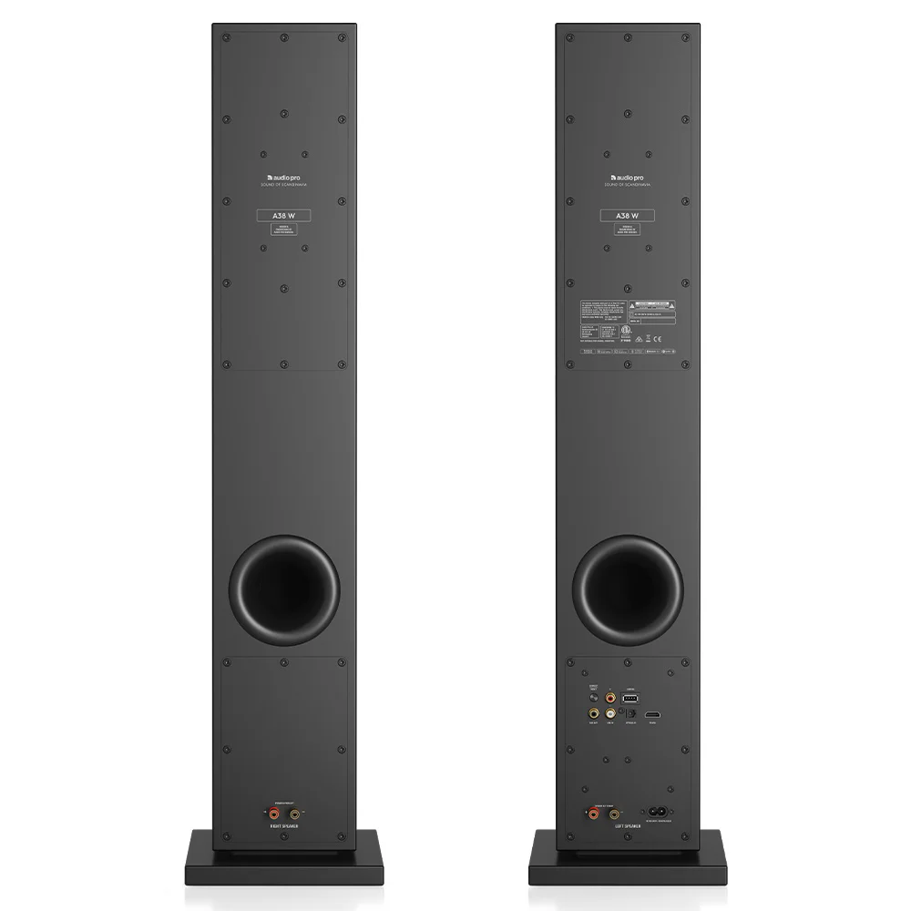 Audio Pro A38 W Siyah Kule Tipi Multiroom Akıllı Ev Hoparlörü(Çift)