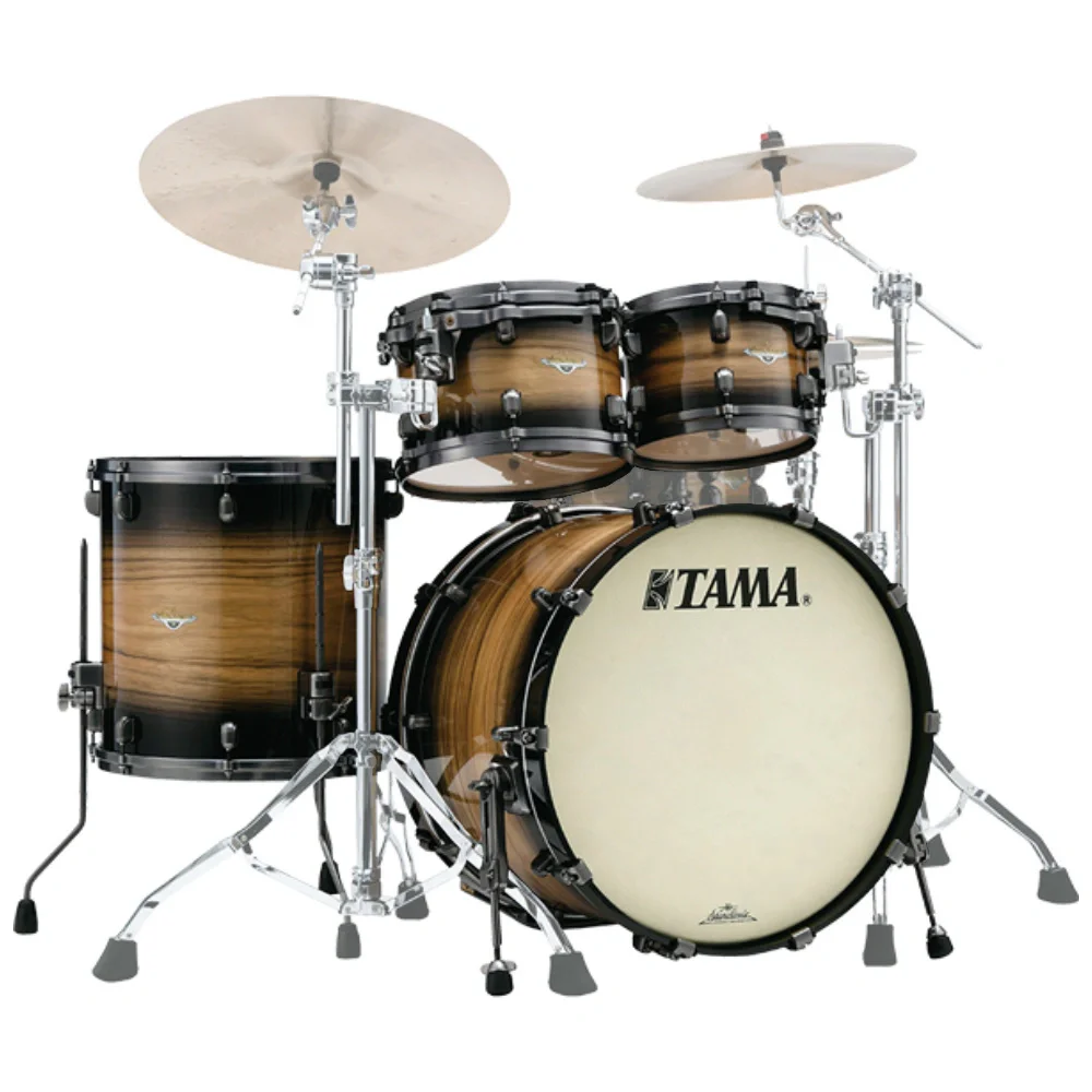 TAMA ME42TZUSL-NWB - Starclassic Maple Exotic w/ Smoked Black Nickel Hardware Natural Pacific Walnut Burst 4 Parça (22B/10T/12T/16F) Akustik Davul Seti