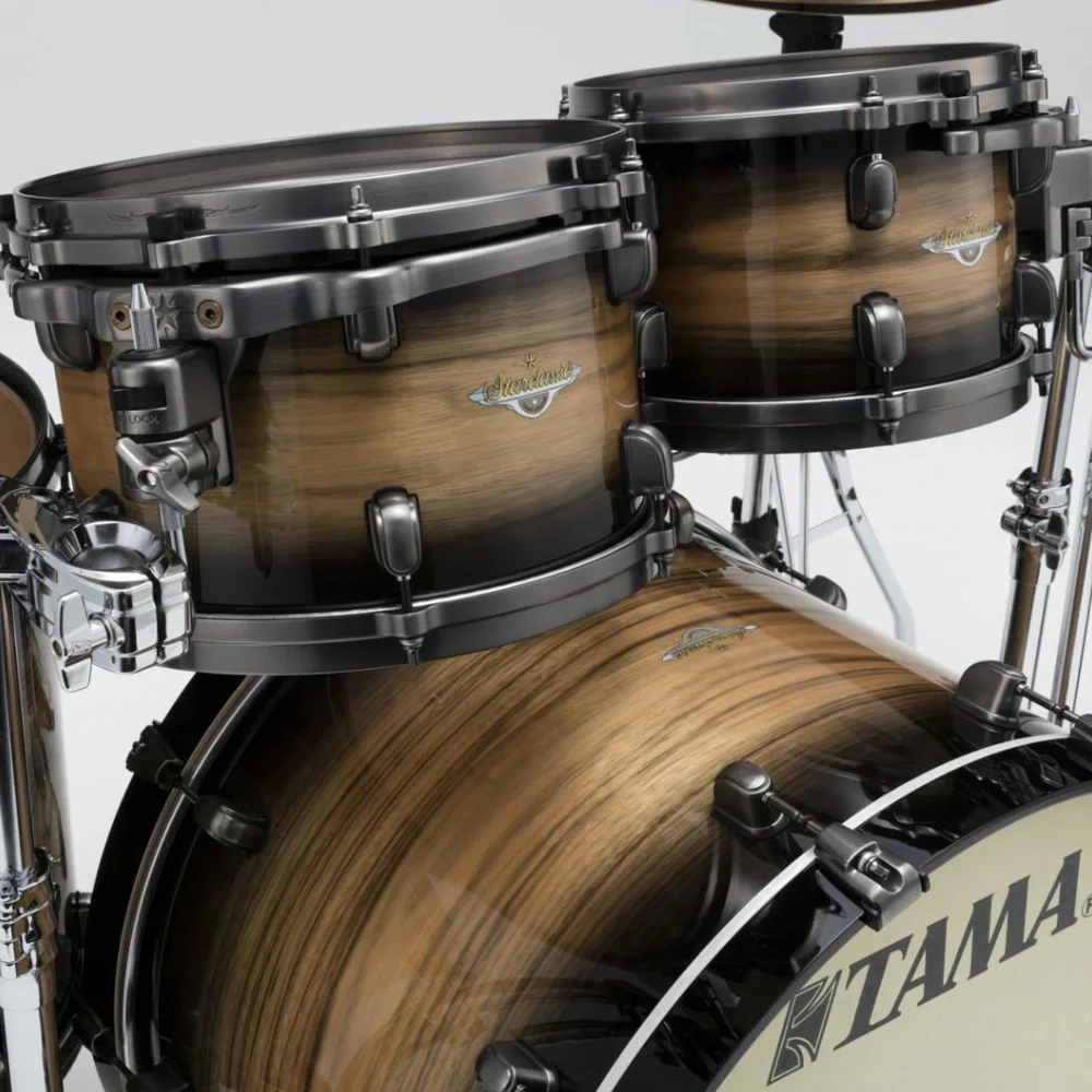 TAMA ME42TZUSL-NWB - Starclassic Maple Exotic w/ Smoked Black Nickel Hardware Natural Pacific Walnut Burst 4 Parça (22B/10T/12T/16F) Akustik Davul Seti