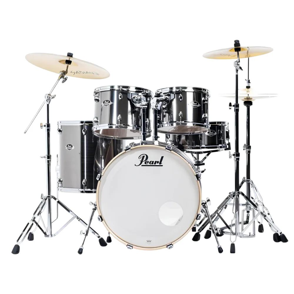 PEARL EXX725BR/C21 Export EXX Smokey Chrome 5 Parça (22B/12T/13T/16F/14S) Aksamlı ve Zilli Akustik Davul Seti