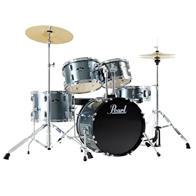 PEARL RS505C/C706 - Roadshow Charcoal Metallic 5 Parça (20B/10T/12T/14F/14S) Aksamlı & Zilli Akustik Davul Seti
