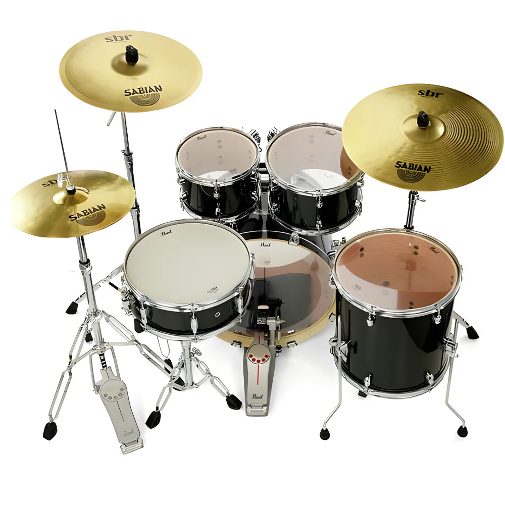 PEARL EXX705NBR/C31 Export EXX Jet Black 5 Parça (20B/10T/12T/14F/14S) Aksamlı & Zilli Akustik Davul Seti