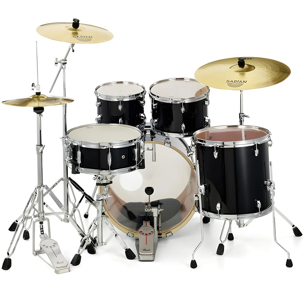 PEARL EXX705NBR/C31 Export EXX Jet Black 5 Parça (20B/10T/12T/14F/14S) Aksamlı & Zilli Akustik Davul Seti