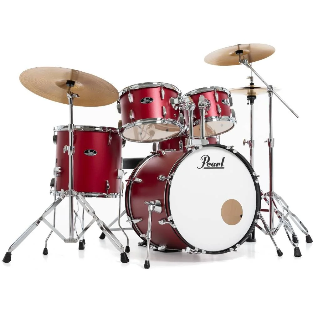 PEARL RS505C/C747 Roadshow Matte Red 5 Parça (20B/10T/12T/14F/14S) Aksamlı & Zilli Akustik Davul Seti