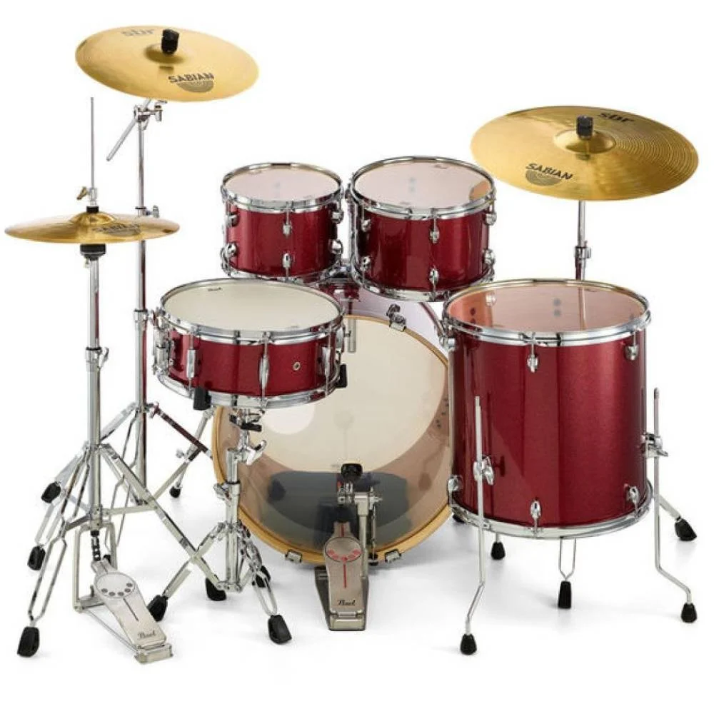 PEARL EXX705NBR/C704 - Export Black Cherry Glitter 5 Parça (20B/10T/12T/14F/14S) Aksamlı & Zilli Akustik Davul Seti