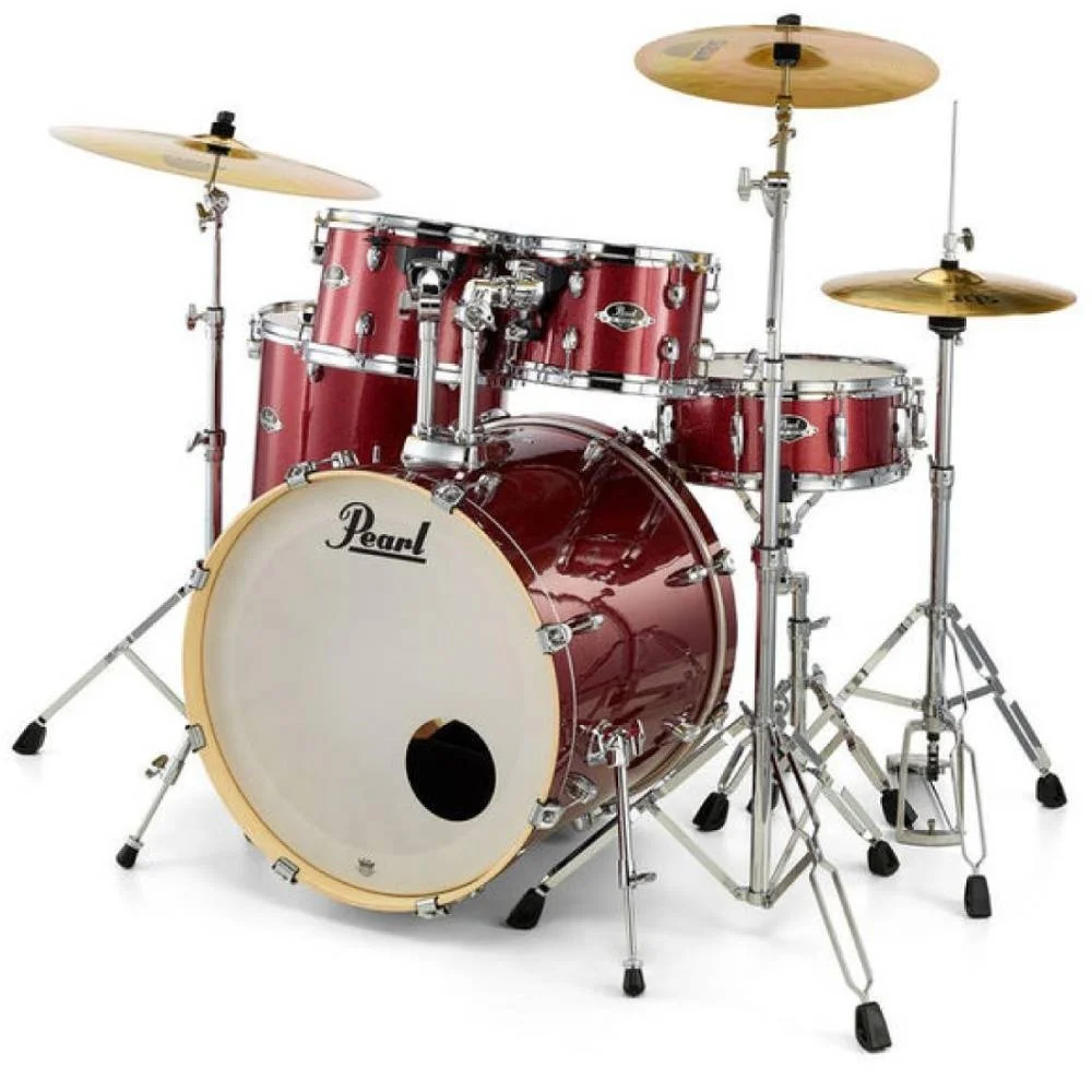PEARL EXX705NBR/C704 - Export Black Cherry Glitter 5 Parça (20B/10T/12T/14F/14S) Aksamlı & Zilli Akustik Davul Seti