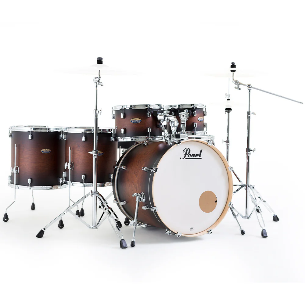 PEARL DMP926S/C260 Decade Maple Satin Brown Burst 6 Parça (22B/10T/12T/14F/16F/14S) Aksamlı Akustik Davul Seti
