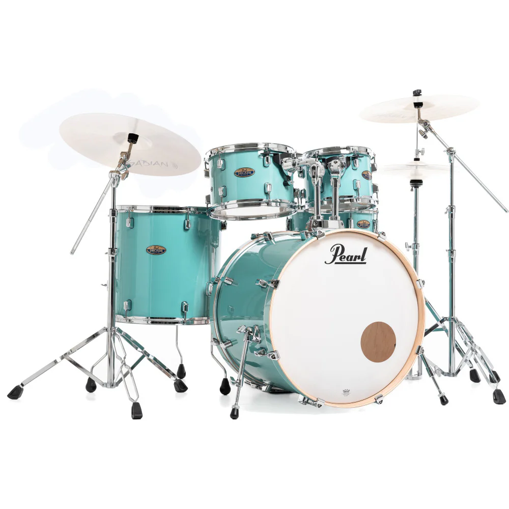 PEARL DMP925S/C884 Decade Maple Ice Mint 5 Parça (22B/10T/12T/16F/14S) Aksamlı Akustiik Davul Seti