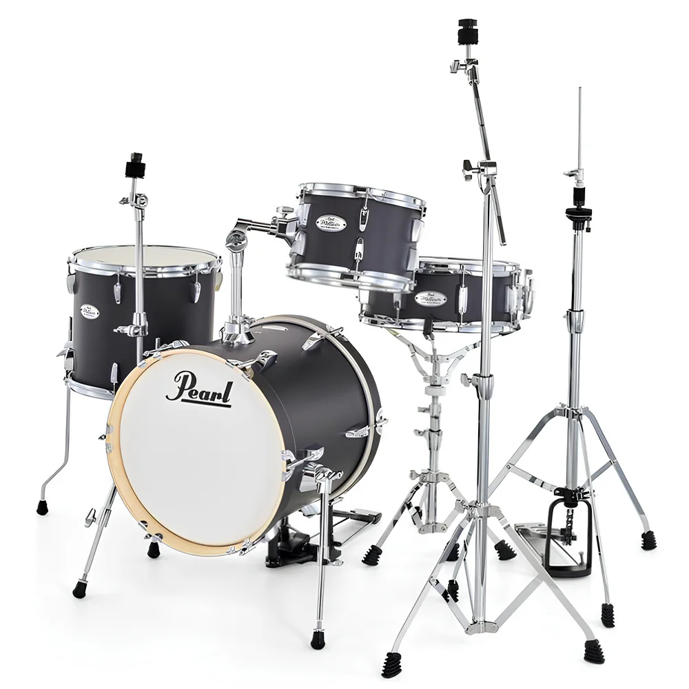 PEARL MT564/C-D752 Midtown Serisi Matte Black 4 Parça (16B/10T/13F/13S) Akustik Davul Seti
