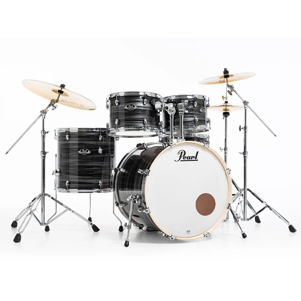 PEARL EXX725SBR/C778 Export EXX Graphite Silver Twist 5 Parça (22B/10T/12T/16F/14S) HWP-834 Aksam Setli ve Sabian SBR Zil Setli Akustik Davul Seti