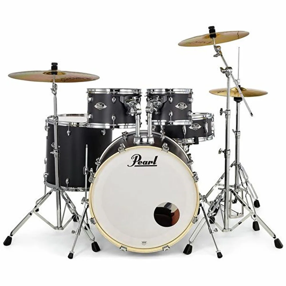 PEARL EXX725SBR/C761 - Export EXX Satin Black 5 Parça (22B/10T/12T/16F/14S) Aksamlı ve Zilli Akustik Davul Seti