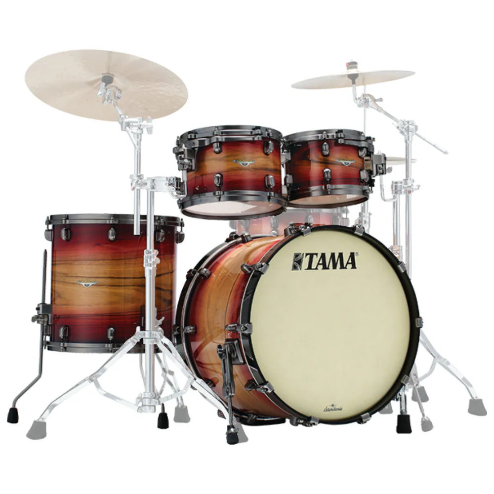 TAMA ME42TZUSL-RWB - Starclassic Maple Exotic w/ Smoked Black Nickel Ruby Pacific Walnut Burst 4 Parça (22B/10T/12T/16F) Akustik Davul Seti