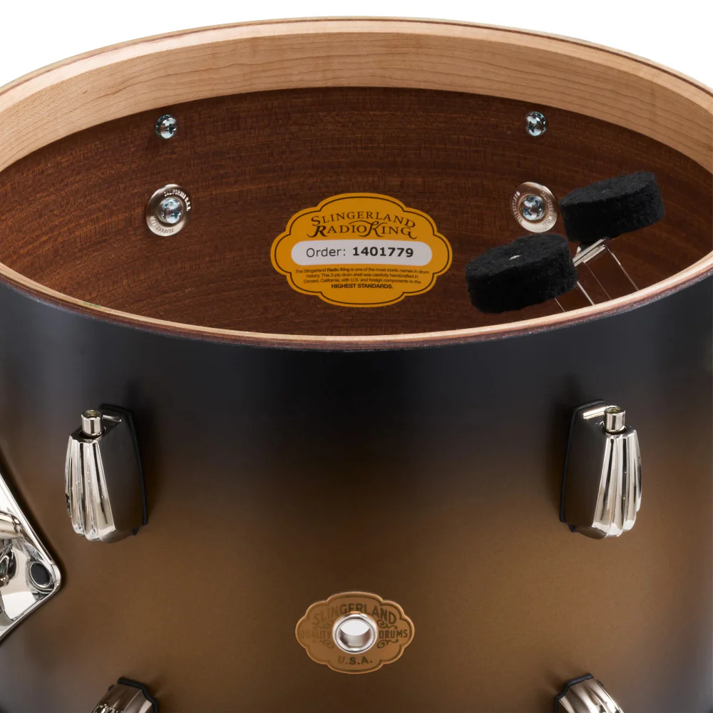 SLINGERLAND Radio King Outfit Black & Gold Lacquer 5 Parça (22B/10T/12T/16F/14S) Akustik Davul Seti