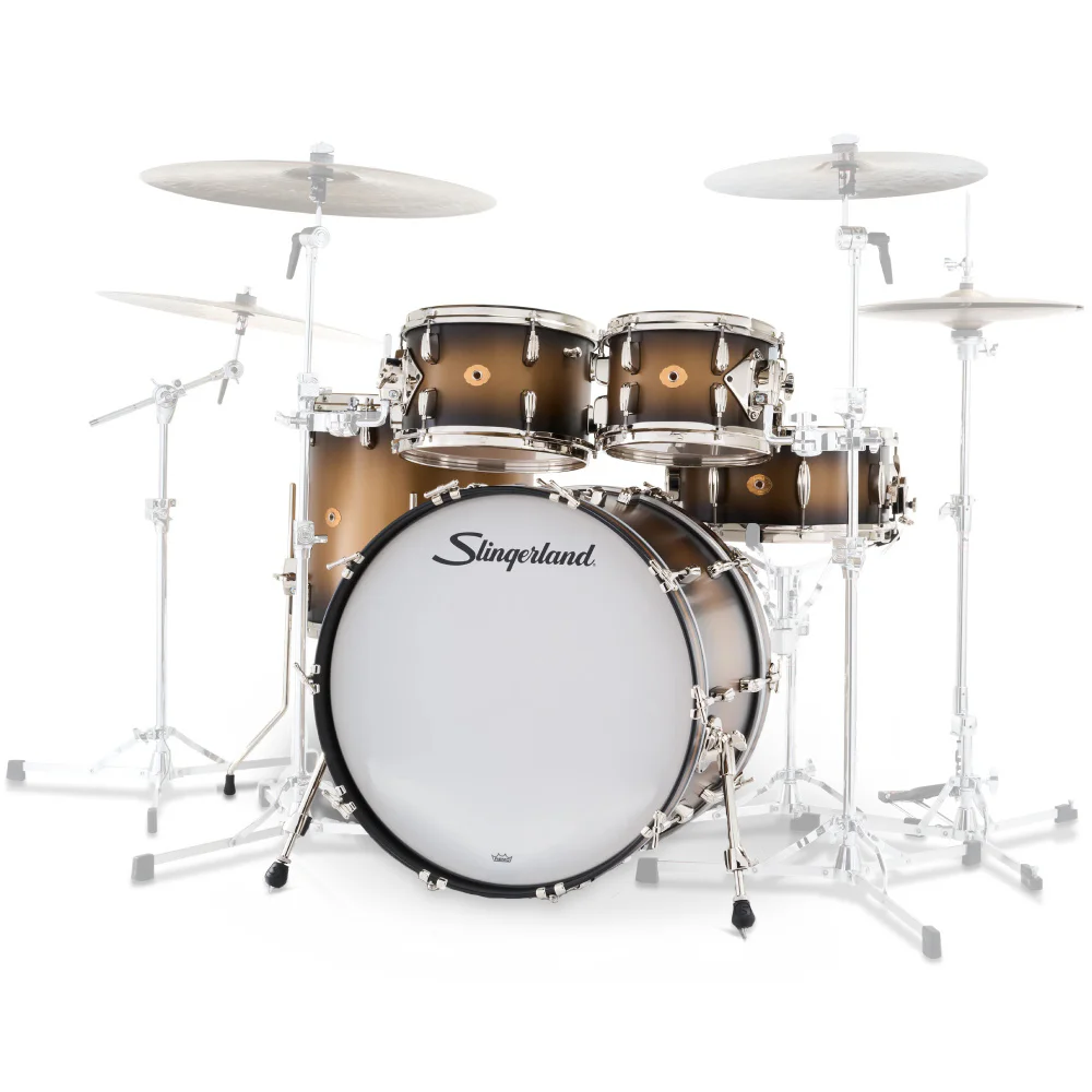 SLINGERLAND Radio King Outfit Black & Gold Lacquer 5 Parça (22B/10T/12T/16F/14S) Akustik Davul Seti