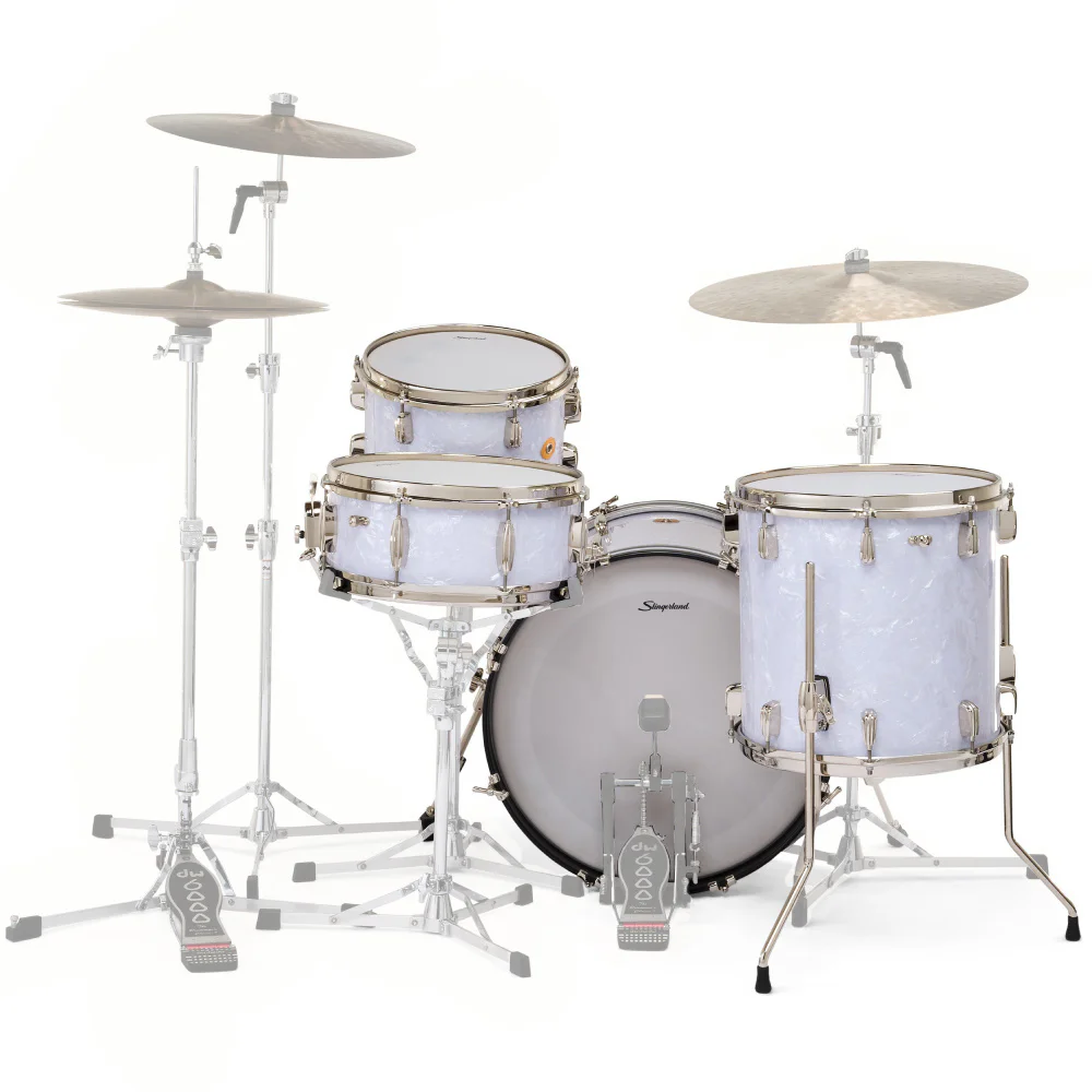 SLINGERLAND Radio King Outfit White Marine Pearl Wrap 4 Parça (20B/12T/14F/14S) Akustik Davul Seti