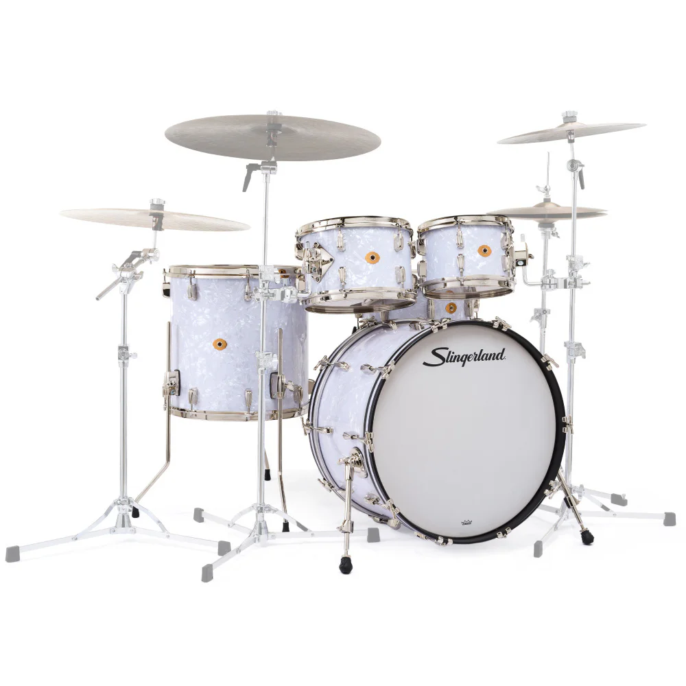 SLINGERLAND Radio King Outfit White Marine Pearl Wrap 5 Parça (22B/10T/12T/16F/14S) Akustik Davul Seti