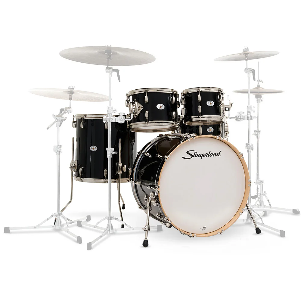 SLINGERLAND Studıo King Outfit Del Norte Black Lacquer 5 Parça (22B/10T/12T/16F/14S) Akustik Davul Seti