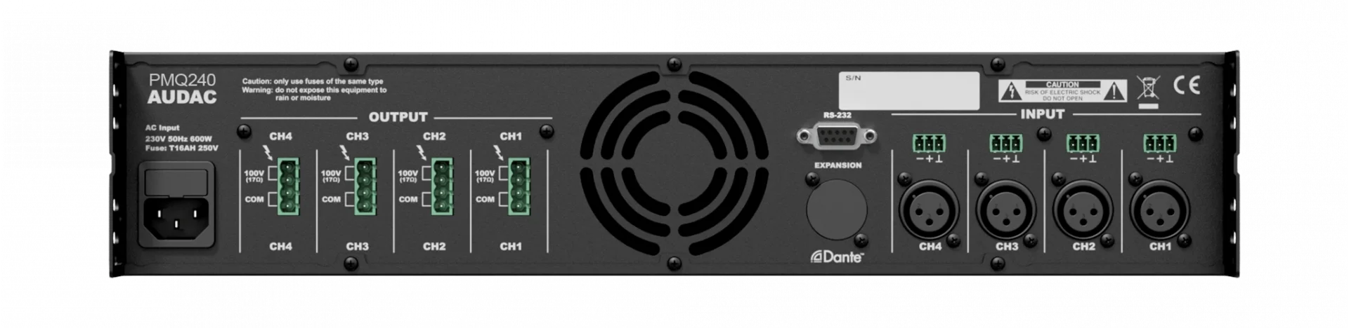 Audac PMQ240 DSP Quad Power Amplifikatör 4x240W/100V 8-ohm