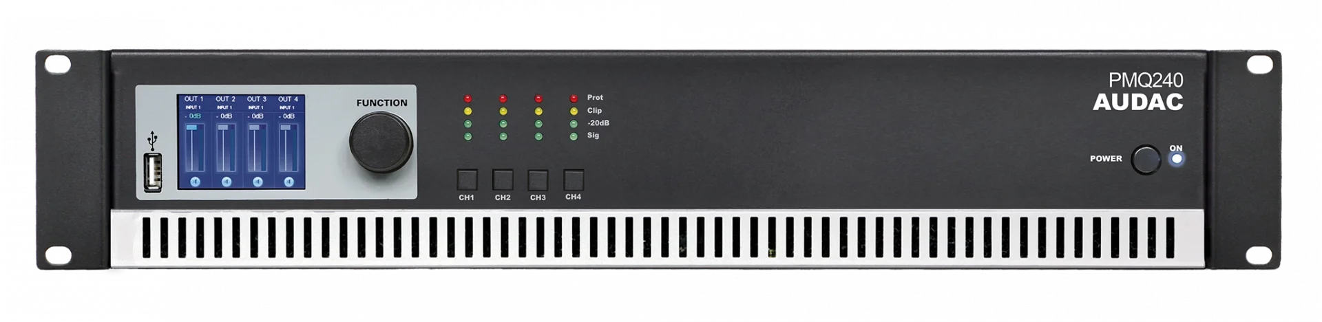 Audac PMQ240 DSP Quad Power Amplifikatör 4x240W/100V 8-ohm