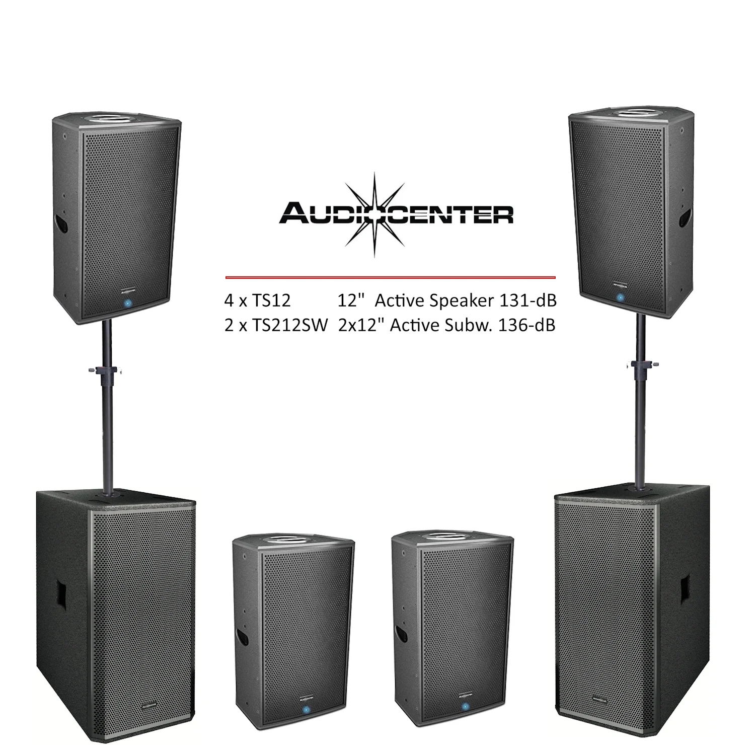 Audiocenter TS200-SET 4+2 Aktif Hoparlör Sistemi, TS212 + TS212SW (Bundle)