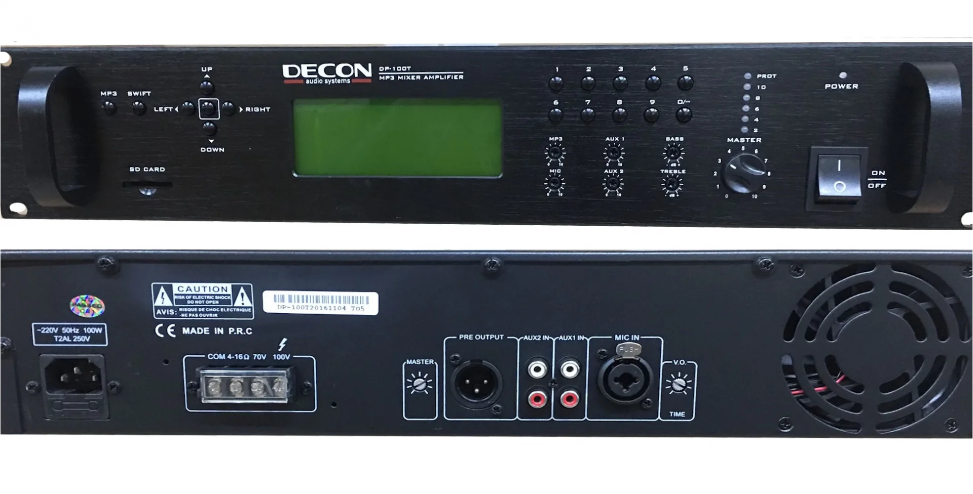 DECON DP-100T Programlanabilir Zaman ayarlı Mikser Amfi 100W/100V