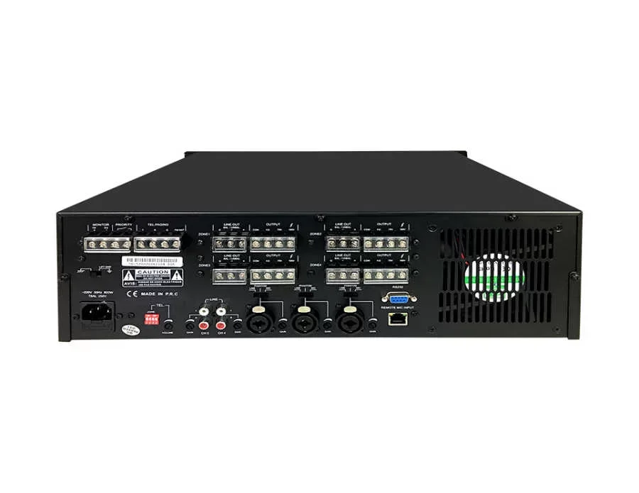 Decon DP-5200 4x200W/100V Mikser Amfi, SD/USB/2 Line, 3 Mikrofon, DP-4012 ile kullanılır.