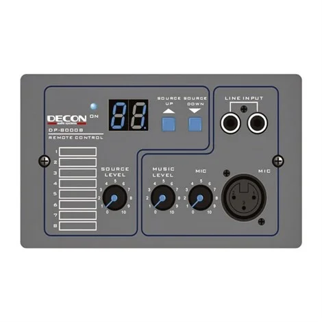 Decon DP-8000B Uzaktan kontrol paneli, 1 mikrofon 1 line girişi, Volume kontrol (DP-8000 ile kullanılır.)