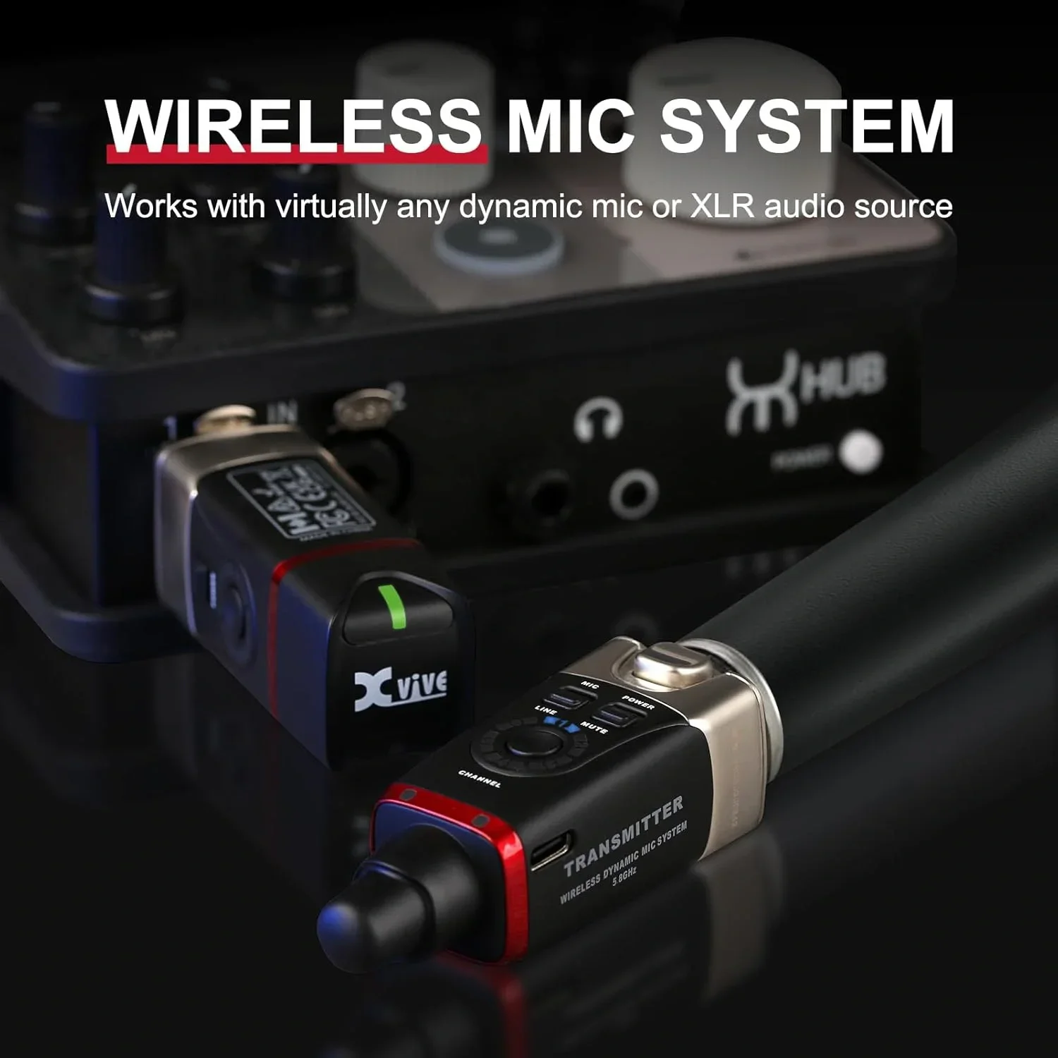 Xvive XV-U35D Kablosuz Mikrofon Sistemi - Çift Mikrofon için Alıcı + Verici Set, Kablolu Mikrofonu Kablosuza çevirici
