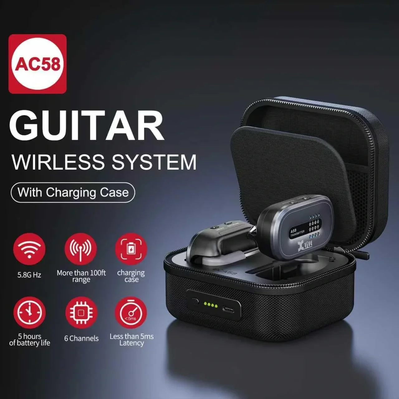Xvive XV-AC58 5.8GHZ Şarj Edilebilir Kablosuz Gitar Bağlantı Sistemi