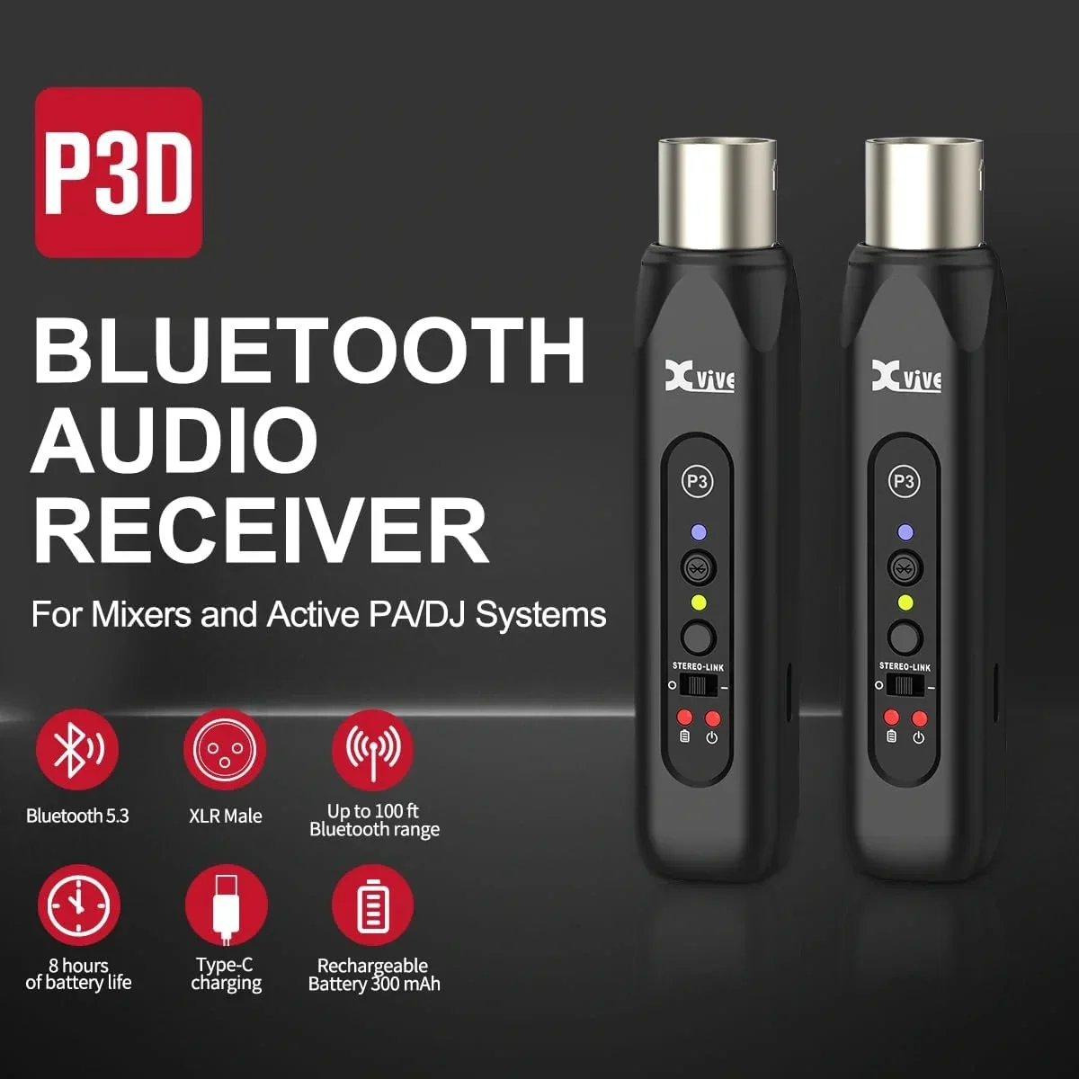 Xvive XV-P3D XLR 2'li Bluetooth Alıcı Seti
