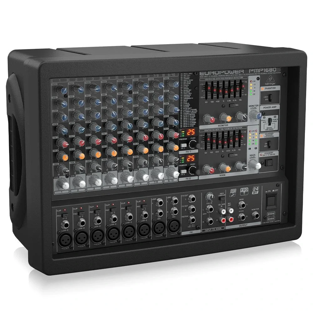 Behringer PMP1680S 10-kanal Powermixer 2x800W, Çift Efekt, FBQ