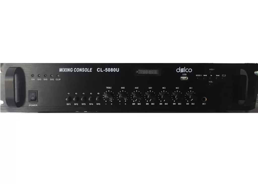 Delco CL-5080U 5 Kanal 80W/100V Mikser Amfi ,Usb / Fm / Bluetooth (kutusuz / az kullanılmış)