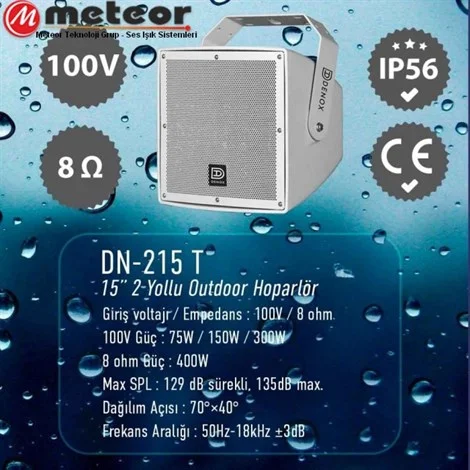 *** üretilmiyor *** Denox DN-115B T Outdoor 15" Subwoofer Hoparlör, 75W/150W/300W/OFF/8-ohm 400W,
