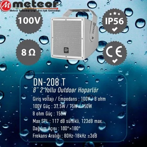 *** üretilmiyor *** Denox DN-208 T Outdoor 8" Two Way Hoparlör