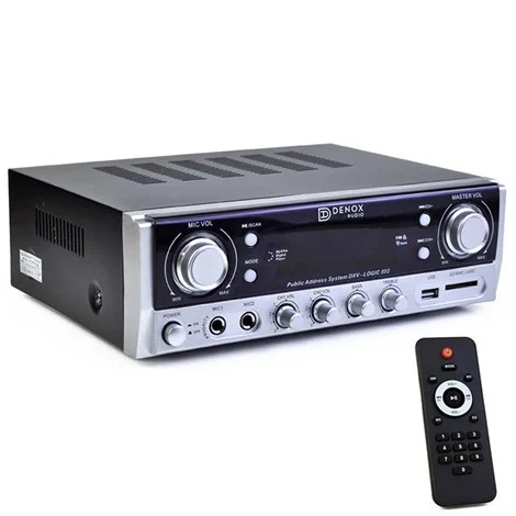 Denox DXV-LOGIC 502 50W/100V/4-ohm Amfi, 2-zoneli, Bluetooth, USB/SD ve MP3 çalar