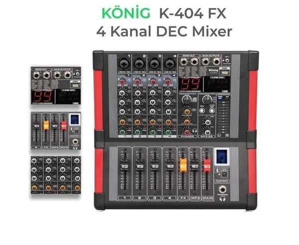 König K-404 4 Kanal Mixer Usb/Sd/Bluetooth 48V