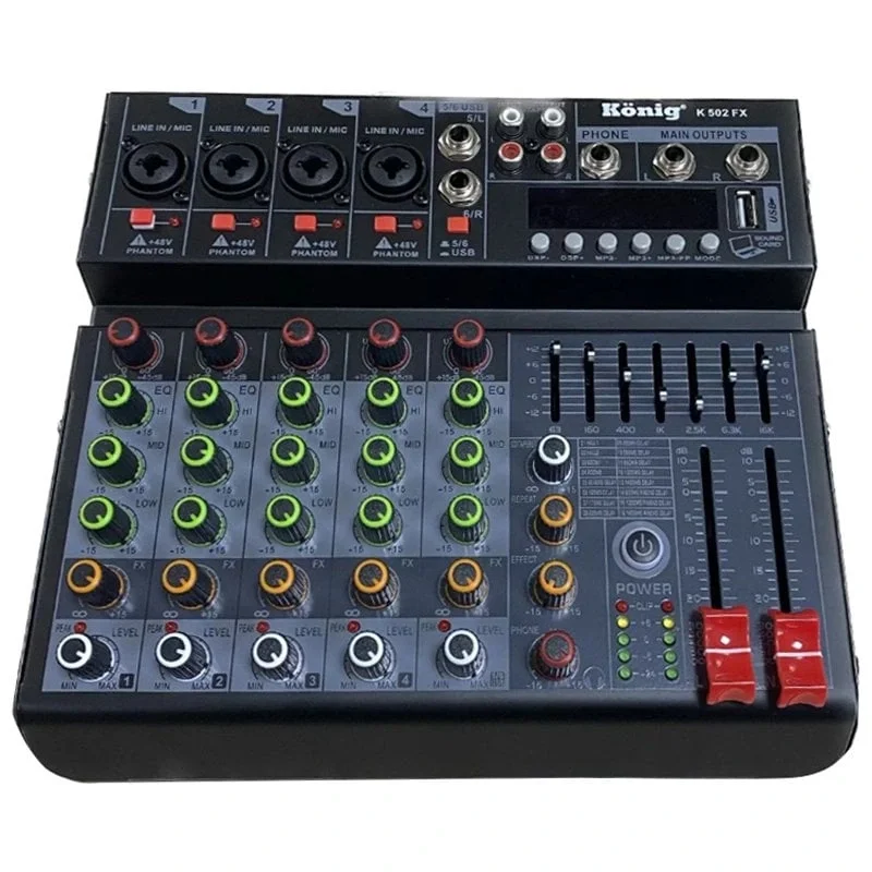 König K-502 FX 6-kanal Mixer Usb/Mp3/Bluetooth