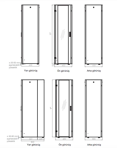 Lande 26U 600x800 mm Duvar Tip Kabinet (LN-HL26U6080-BL-B)