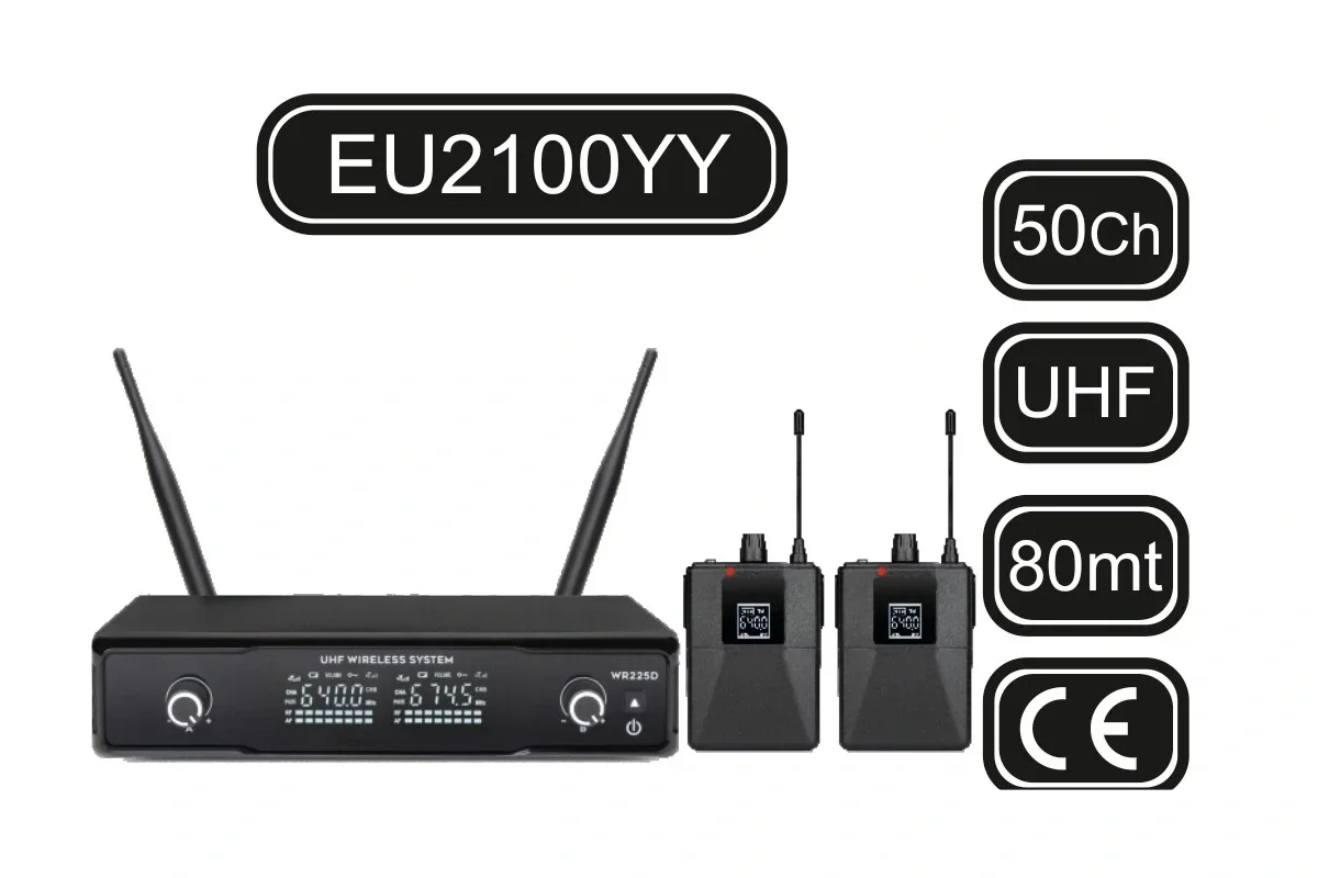 Machtig EU2100YY UHF 50 Kanal Çift Yaka Telsiz Mikrofon Seti