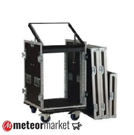 Metex 19-MIX-SAB-TSZ-8U 8U 19" Hardcase, üç Kapaklı, 10" Mixer üniteli, Sabit Raylı Tekersiz