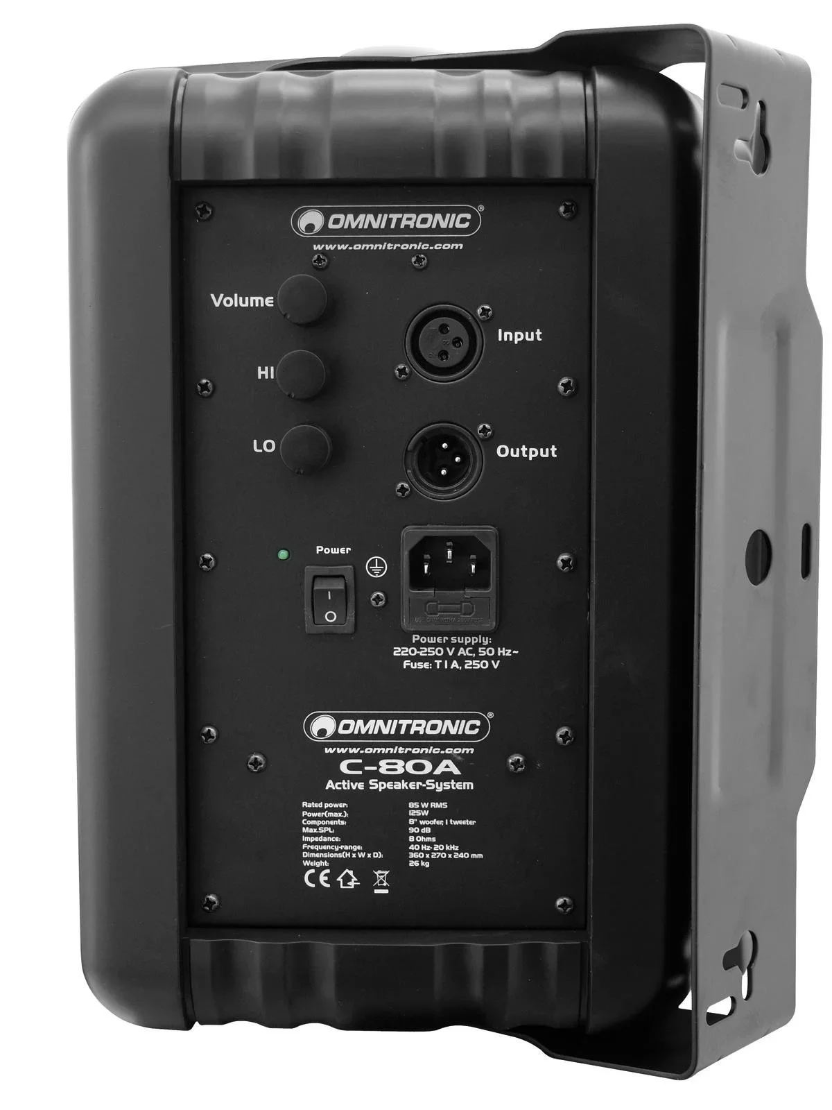 Omnitronic C80A 8" Aktif Duvar Hoparlör (Siyah / Beyaz)