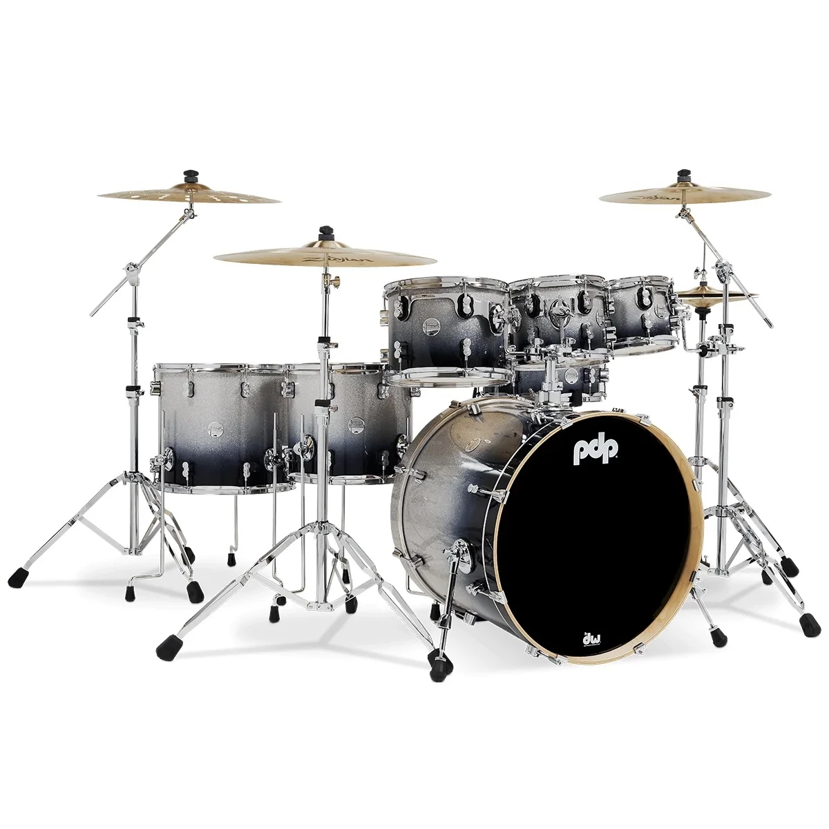 PDP Drums Concept Akçaağaç 7-Parça 22" Akustik Davul (Silver - Black Sparkle ...
