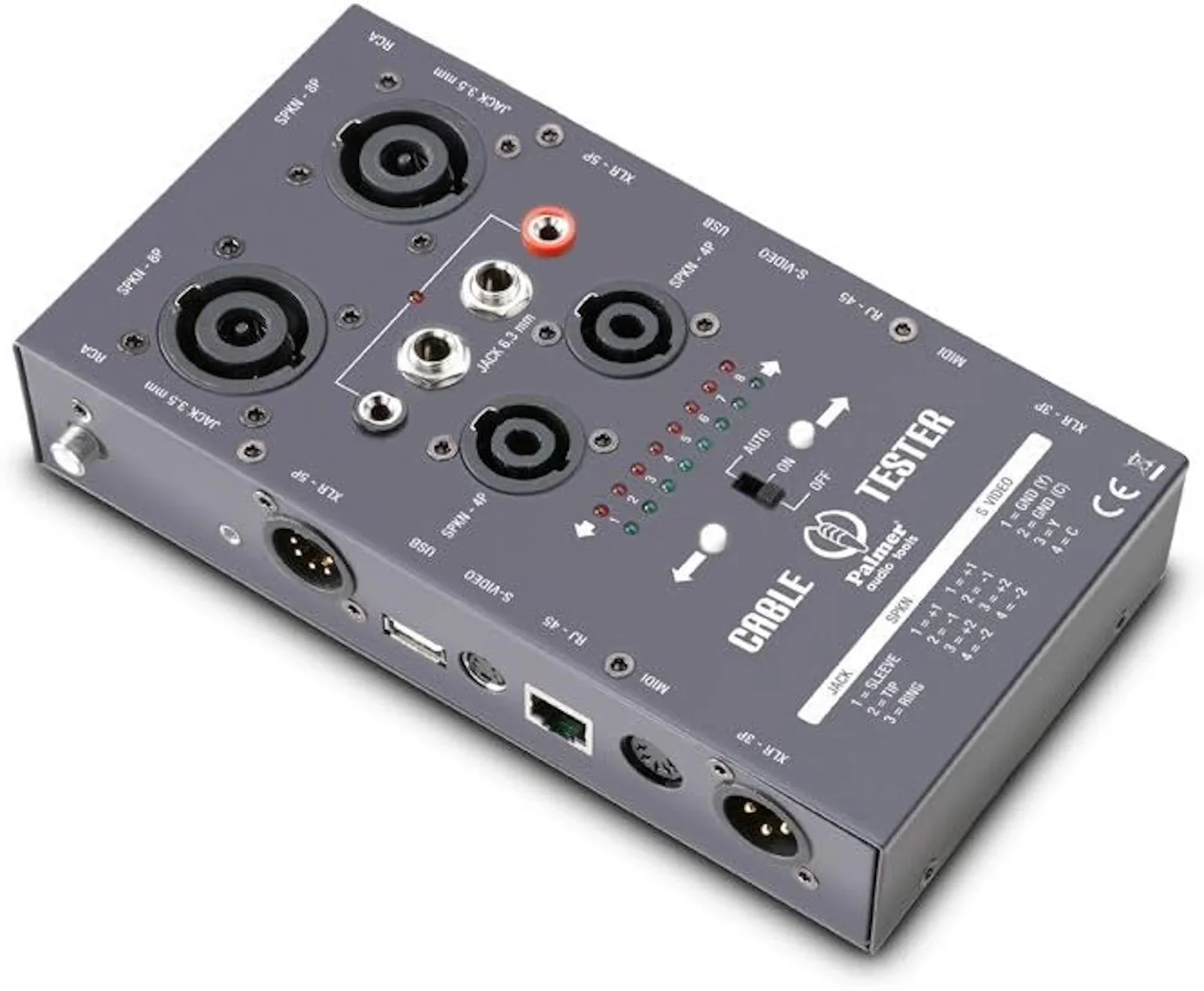 Palmer AHMCTXL V2 Multi Kanal Kablo Test Cihazı, ( XLR, TS, TRS, Speakon, RCA, DIN/MIDI, USB, RJ-45, S-Video )