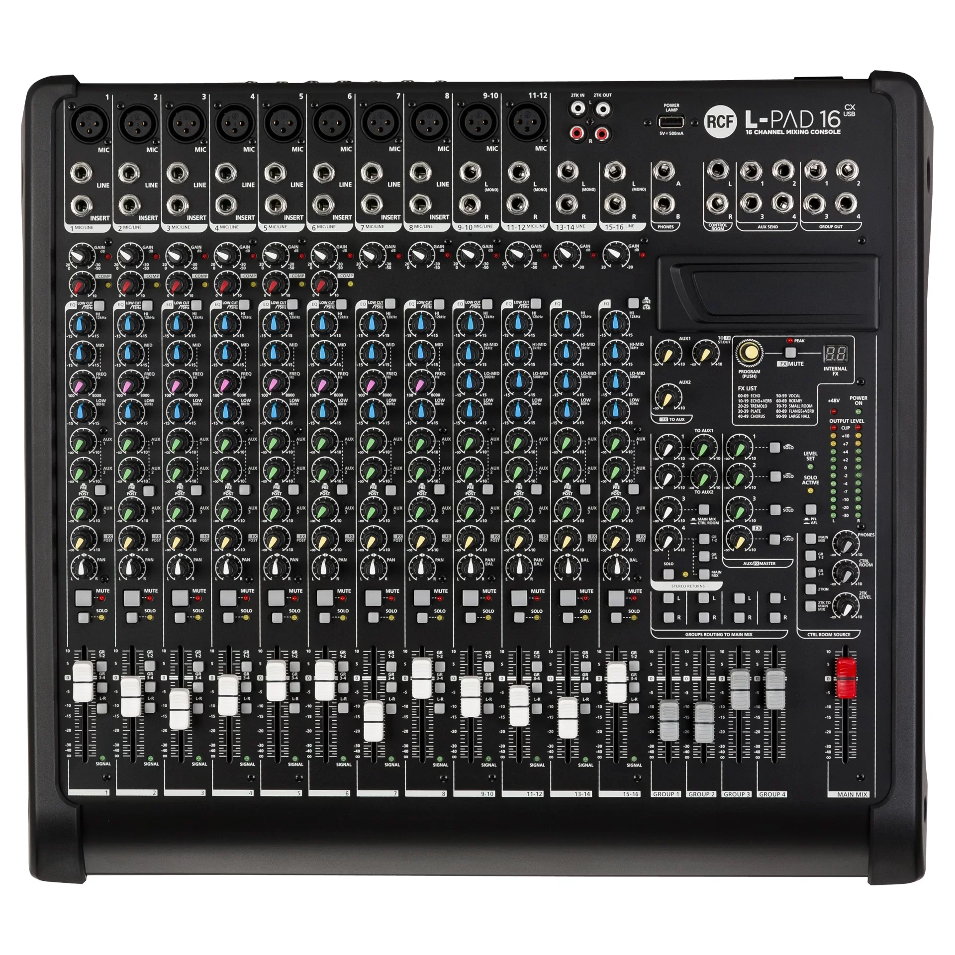 RCF L-PAD 16CX USB 16-kanal Efektli Ses Mikseri, 4 Aux