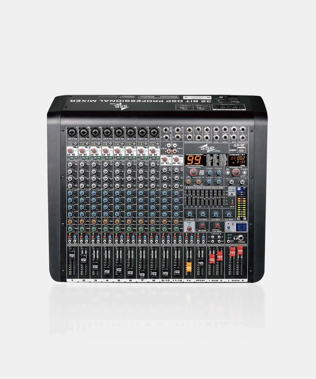 SSP AX-12 12 Kanal Ses Mikseri, Bluetooth, Usb, Recorder, Effect, 4-aux