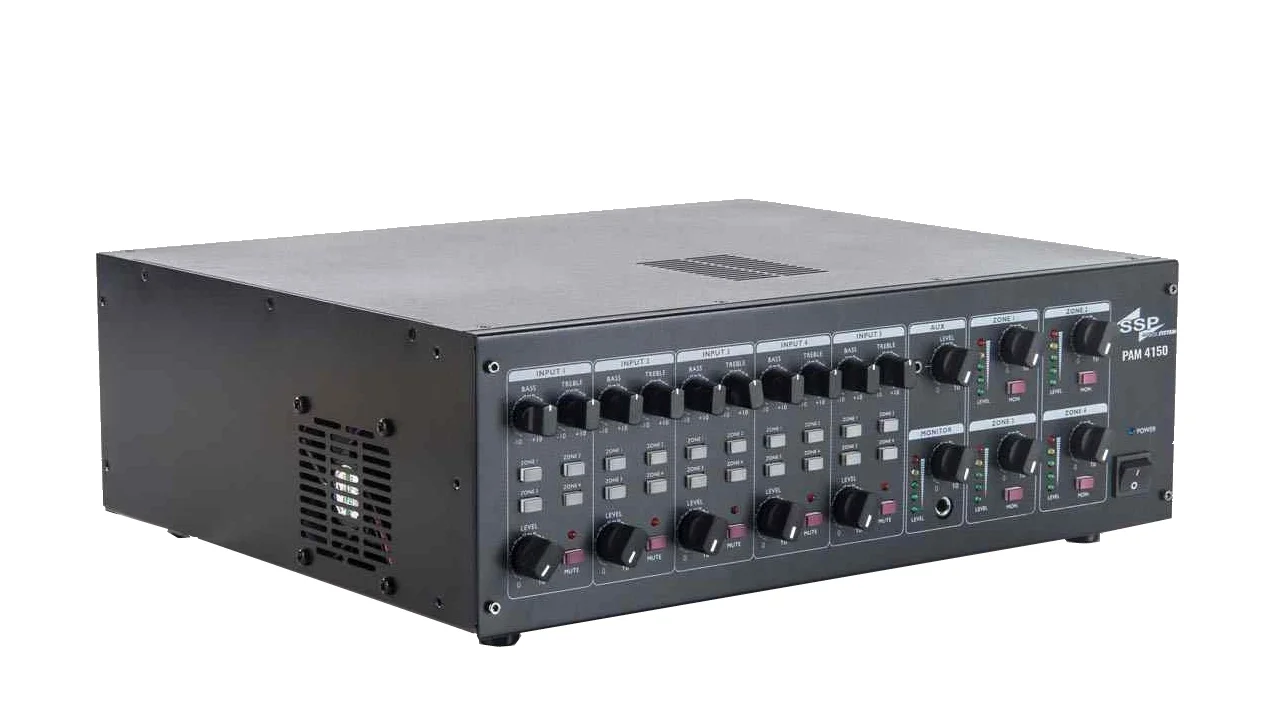 SSP PAM 4150 QUAD 4x150W/100V, 4 Zone Matrix Mikser Amfi