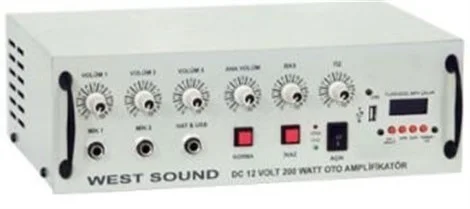 WEST TKS 200 USB DC 12 V 200W 3 Kanal Mikser Amfi 12V DC