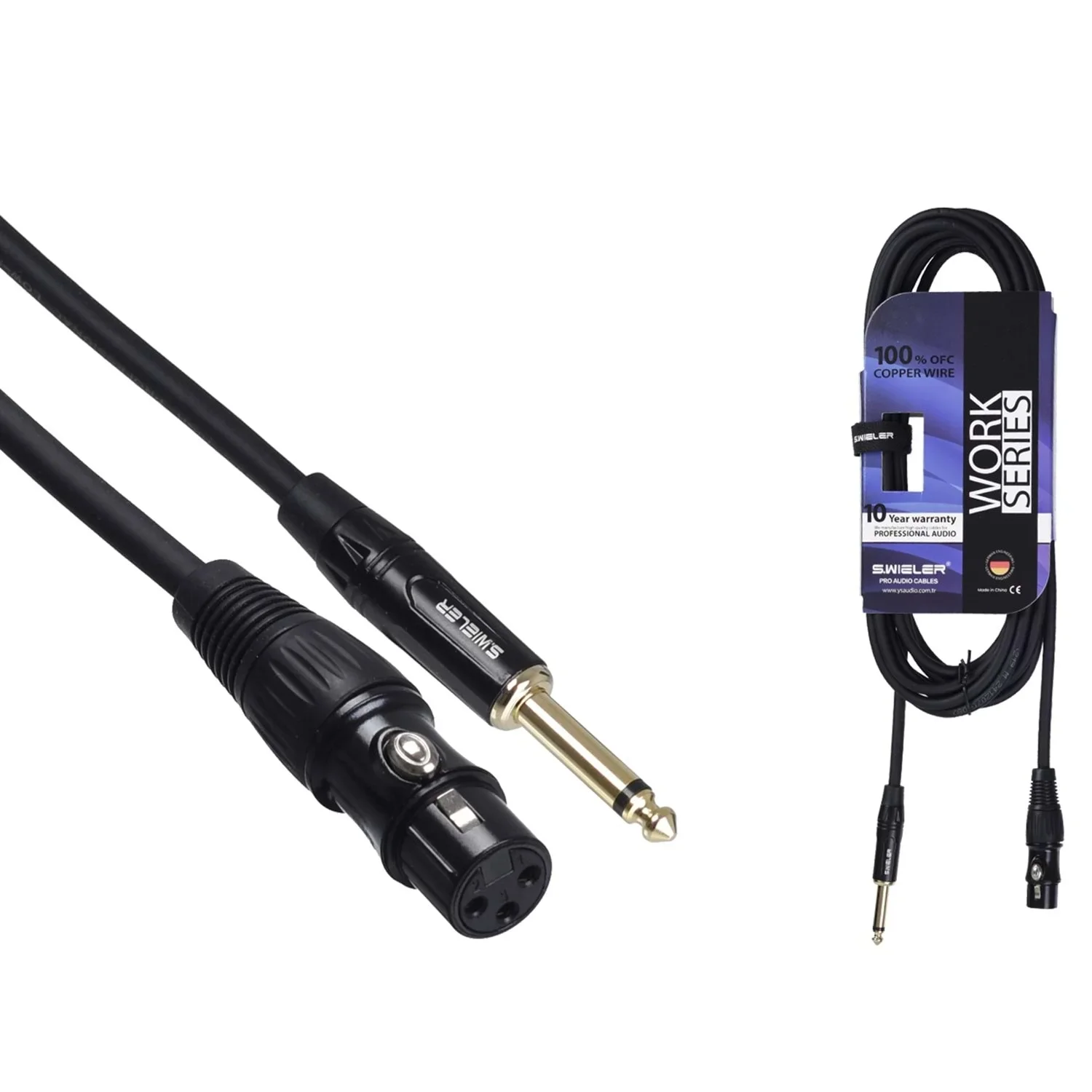 WORK 44851 3-metre Hazır Enstrüman Kablo XLR Dişi to 6.3 mm mono TS