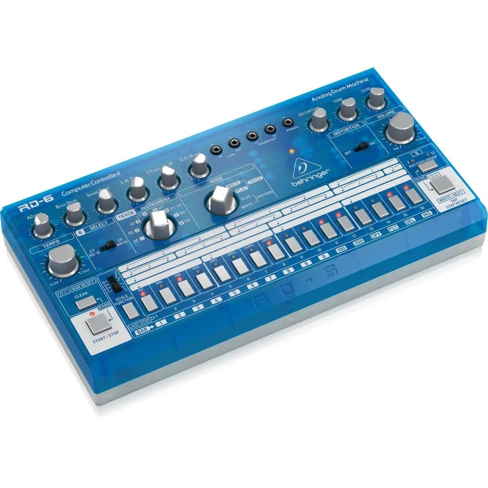 Behringer RD-6-BB RHYTHM DESIGNER Analog Davul Makinesi (Transparan Mavi)