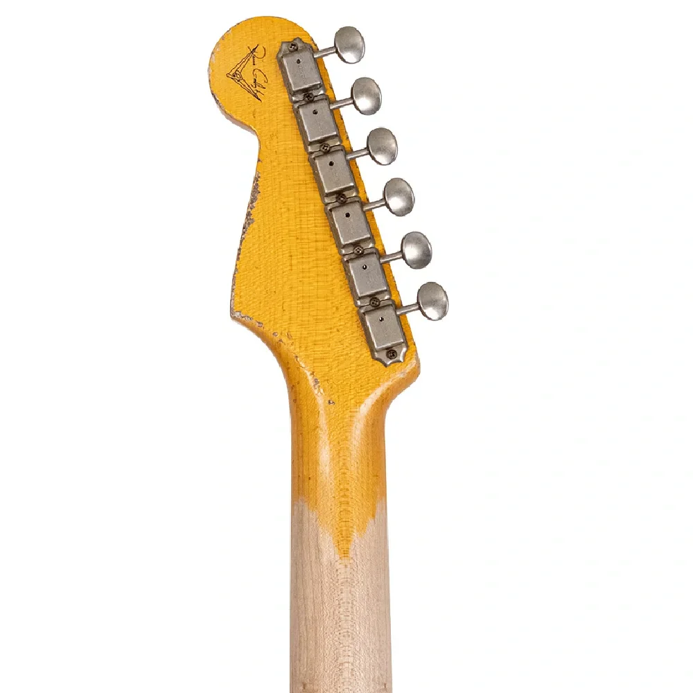 Fender Custom Shop Masterbuilt Vincent Van Trigt 1959 Stratocaster Heavy Relic Black over Vintage Blonde Elektro Gitar